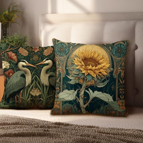 William Morris Floral Pillow Cover, Vintage 18x18 Inch Design