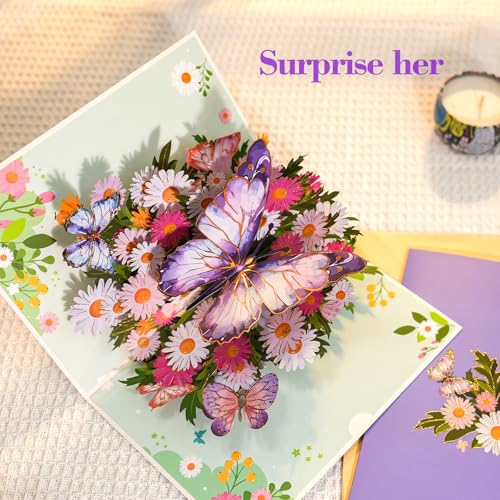 3D Butterfly Pop-Up Birthday Card for Women - Unique Gift