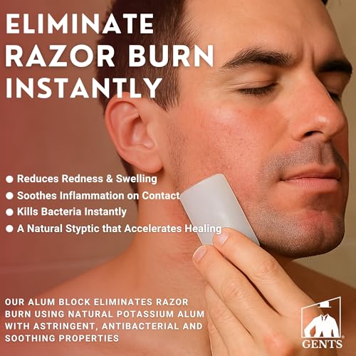 Gents Alum Block in Plastic Case | Upgrade Your Shave - Soothing Aftershave Solution for Shaving Razor Burn Relief - Travel Friendly Durable Plastic Case Included (3.5 Ounces Pack of 3)