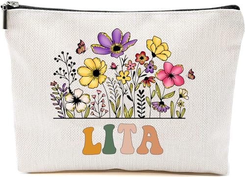 Travel Makeup Bag - Lita Wildflowers Cosmetic Bag for Mom