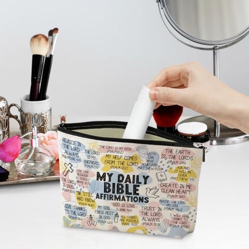 Daily Affirmations Makeup Bag - Faith-Based Travel Toiletry Pouch