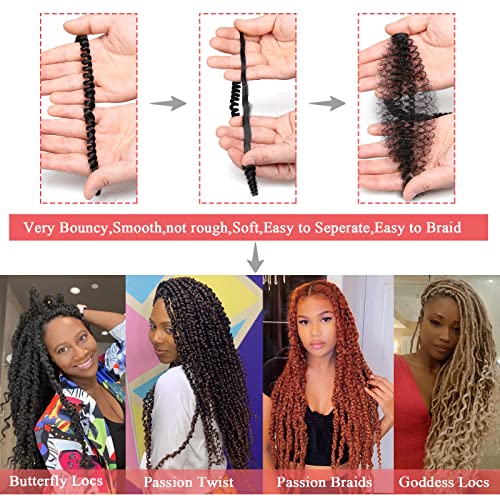 Leeven 18 Inch Passion Twist Crochet Hair 1B# - 7 Strands Water Wave for Butterfly Locs