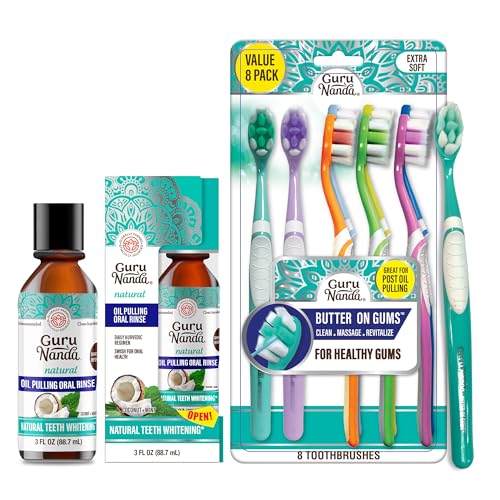 GuruNanda 2-in-1 Oral Care Bundle: Cocomint Pulling Oil & Soft Toothbrush