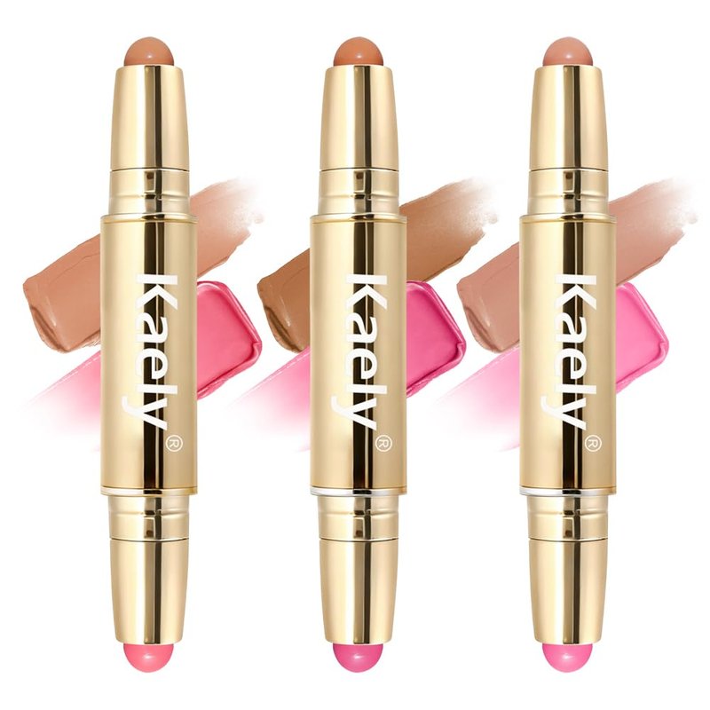 Contour Blush Multiuse Stick Makeup Set - Ultra-Creamy Vegan Bronzer & Highlighter | 3 Colors