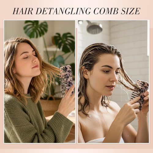 Wide Tooth Detangling Comb Set for Thick & Curly Hair - 2 Pack