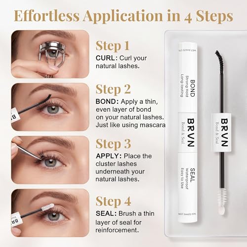 BRVN 2-in-1 Lash Bond & Seal - Waterproof Lash Cluster Glue (Clear) 2 Pack