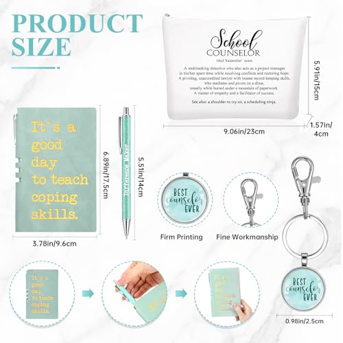 Sunnychicc Green 16oz School Counselor Gift Set with Mug Notebook Pen & Keychain