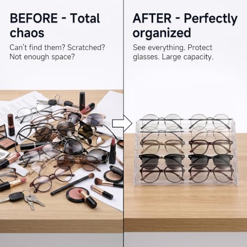 5-Tier Acrylic Sunglasses Organizer – Clear Eyeglass Display Stand
