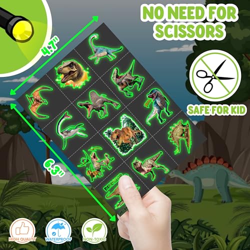 Dinosaur 3D Party Favors Set - Glow-in-the-Dark Tattoos & LED Finger Lights for Kids Birthday