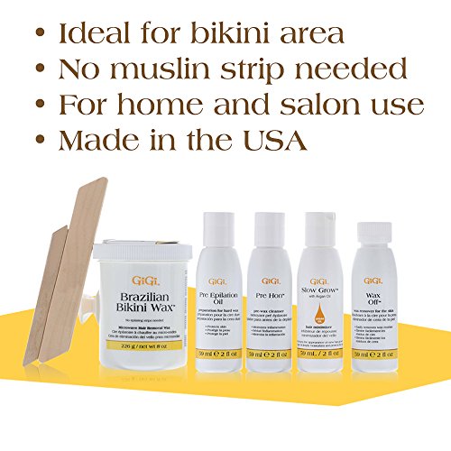 GiGi Brazilian Bikini Wax Kit - Microwave Hard Wax for Sensitive Skin, 1 Pack