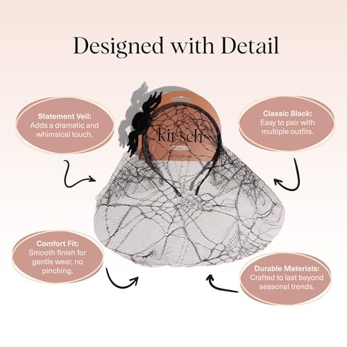 Spiderweb Veil Headband - Black Statement Hair Accessory