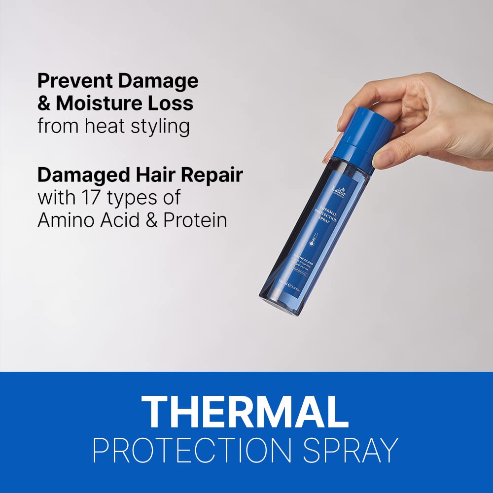 LADOR Hair Heat Protectant Spray Leave-In Conditioner Detangler Mist for Hot Tools & Curling Iron - Instant Gloss Anti-Frizz Keratin Treatment Free of Silicone Paraben Sulfate Alcohol 3.4 Fl Oz