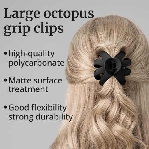 5-Pack Jumbo Hair Clips for Thick & Medium Hair - Strong Hold