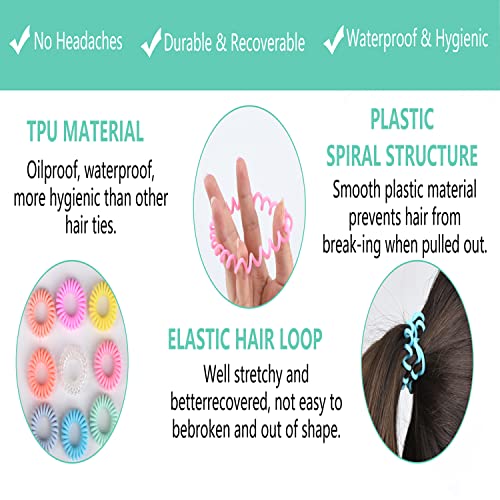 Teqifu 18-Pack Spiral Hair Ties - No Crease, Damage-Free Hold