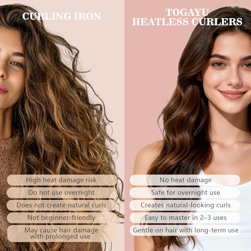 Togayu Heatless Curling Rod Set - Soft Velvet Overnight Hair Curlers