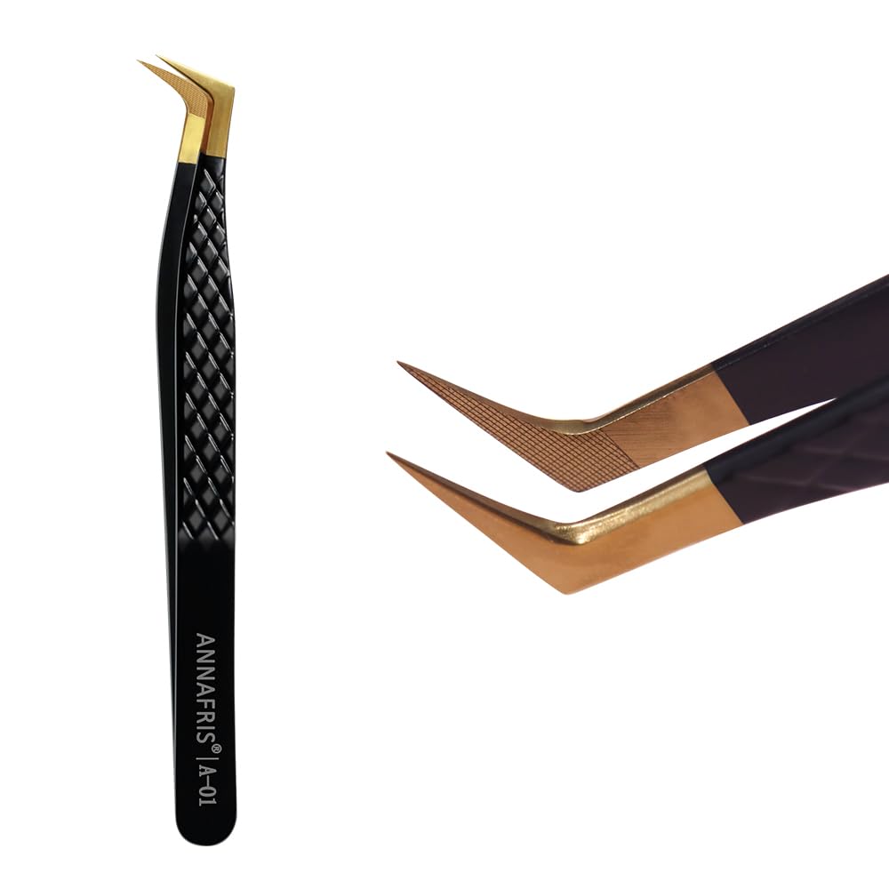 ANNAFRIS Lash Tweezers for Eyelash Extensions,Precision Fiber Tip for Volume Eyelash Extensions,Lash Extension Tweezers for Easy Application and Removal-A01