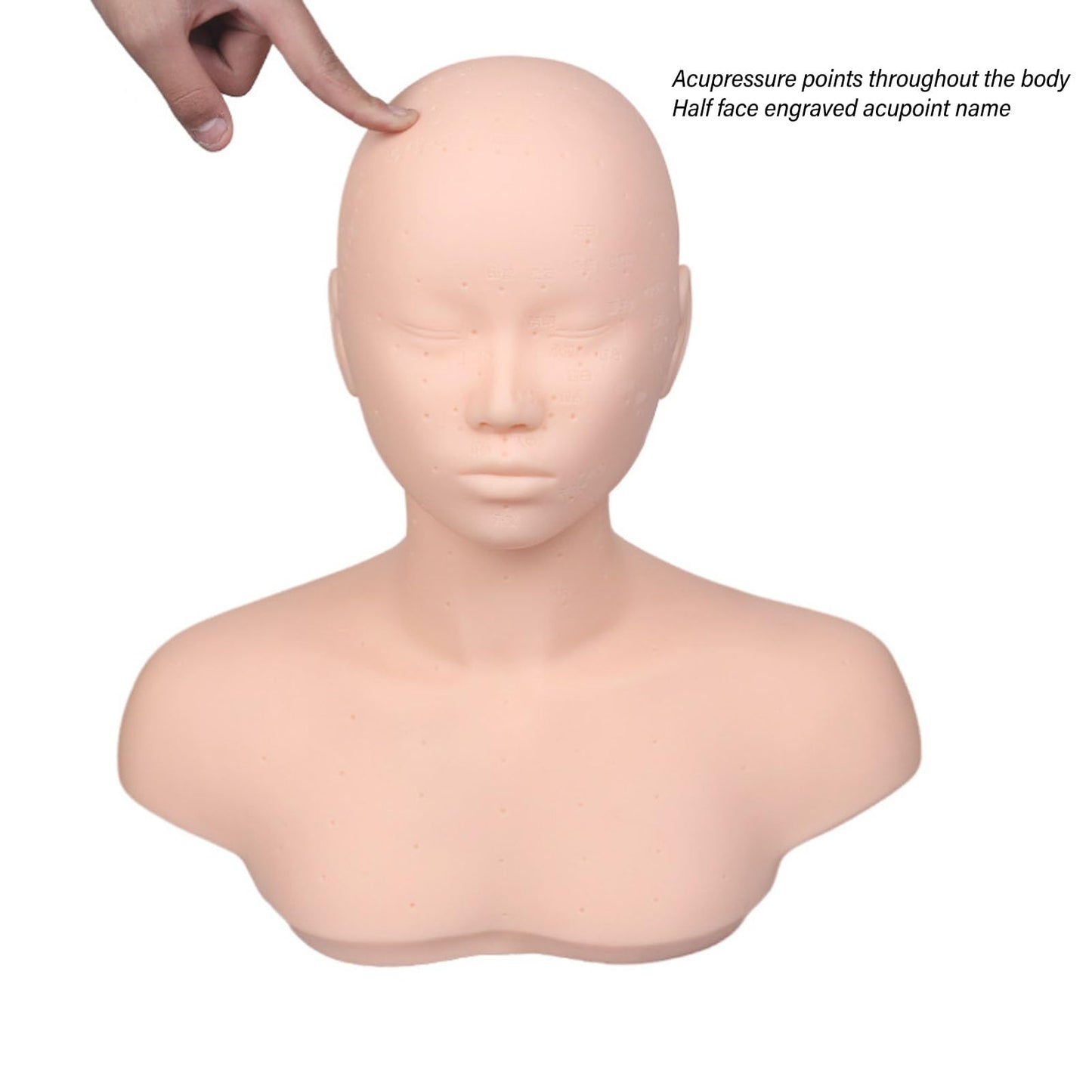 Esthetics Mannequin Head with Shoulders, Cosmetology Mannequin Head with Acupuncture Points, Soft PVC Mannequin Head for Facials Massage, Wigs Hat Display, Makeup Practice