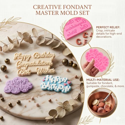 Happy Birthday Silicone Letter Molds - 6 Pack Food Grade
