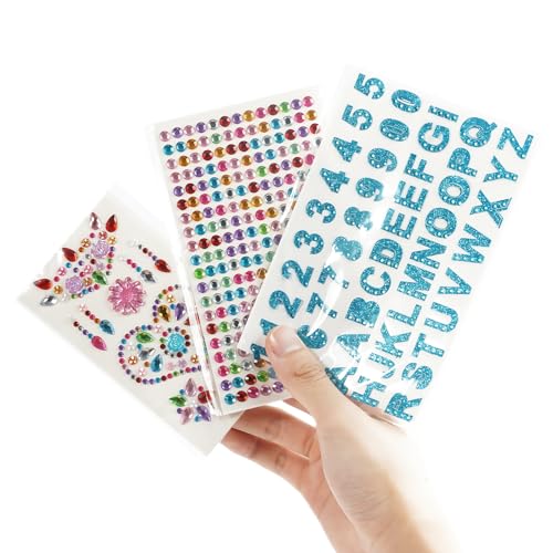 Mini Handheld Mirror Set with Gem Stickers - 6 Pack for Kids