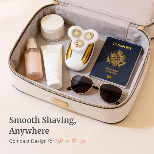 Groomie Hers LuxePro Electric Body Shaver for Women ? Women's Rotary Shaver, Razors for Women Sensitive Skin, Wet/Dry Cordless Rechargeable Hair Remover for Legs, Head, Arms & Underarms
