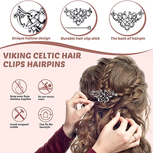 Syhood 8 Pcs Vintage Celtic Knot Hair Clips for Women - Classic Viking Jewelry Accessories