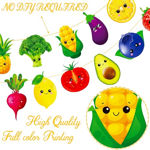 Fruit and Vegetable Banners Set for Summer Parties - 2 Cute Banners