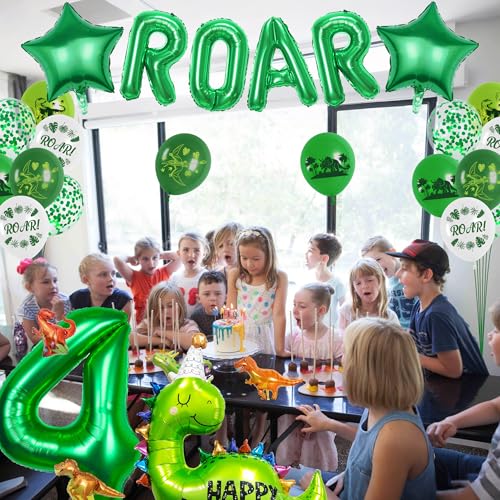 Dinosaur Birthday Balloon Set - 29 Pieces for 4th Birthday Party