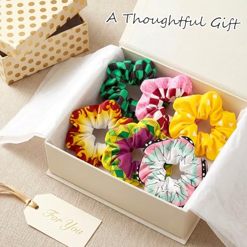 6-Pack Chiffon Anime Hair Scrunchies - Cosplay Ponytail Holders