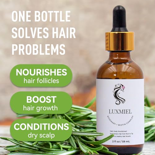 LUXMIEL Organic Rosemary Mint Hair Growth Oil - 2 fl oz Scalp Treatment