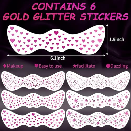 Glitter Freckles Temporary Face Tattoos - 6 Sheets of Pink Sparkle Patches