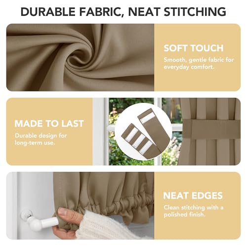 Deconovo Thermal Insulated Blackout Curtain for Glass Doors - 72" Long, Khaki