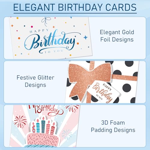 14 Pack 3D Handmade Birthday Cards with Envelopes - Unique Greeting Cards