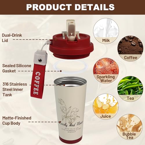 Insulated Coffee Tumbler 17.9oz - Stainless Steel Travel Mug