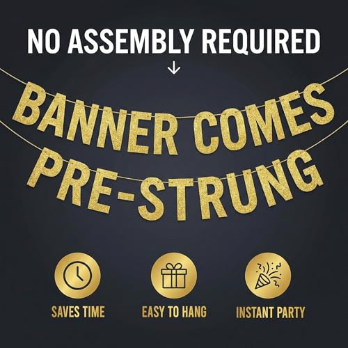 Gold Glitter Bachelorette Party Banner - Pre-Strung Decor