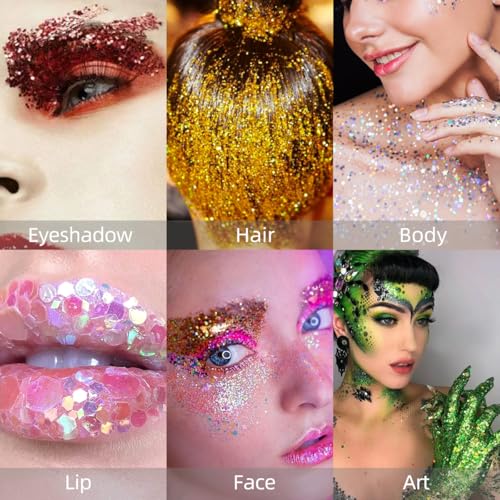 SYPAFG Red & Gold Chunky Body & Face Glitter Stick 2 Pack for Festival & Rave
