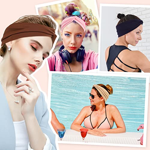 Panleding 12 Pcs Dark Serial Elastic Sports Headbands for Women, Absorbing Sweat