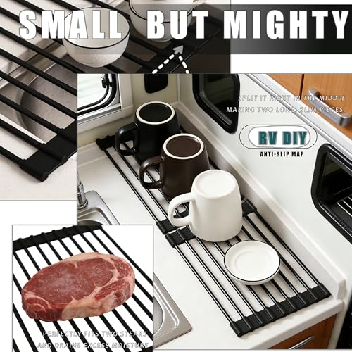 Silicone Wrapped Dish Drying Rack - Foldable, Heat Resistant, 14.5" x 7"
