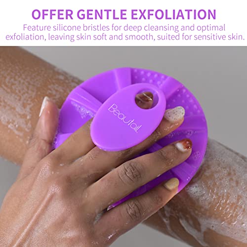BEAUTAIL Silicone Body Scrubber for Gentle Exfoliation - Purple