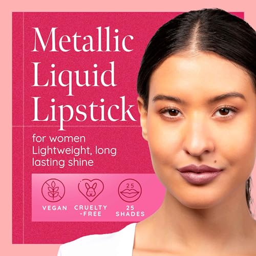 Aromi Pixie Dust Metallic Liquid Lipstick - Dusty Rose Color