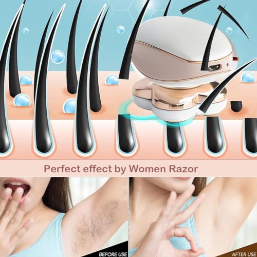 Electric Razors for Women, Facial Hair Removal, Shaver for Women, Wet and Dry Lady Hair Remover for Legs Body Face, Painless Womens Electric Shaver Cordless Women's Grooming with LED Light