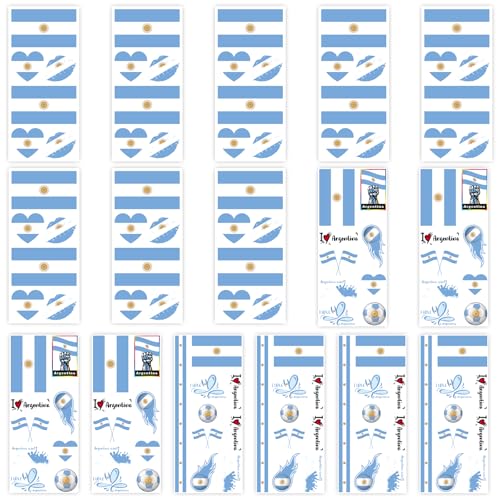 Argentina Flag Temporary Face Tattoos - 16 Sheets for 2026 Events