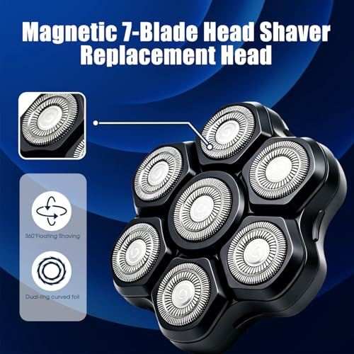 Black 1 Pack Magnetic 7D Shaver Head Replacement for Freebird & SHPVVER Men’s Bald Head Shavers