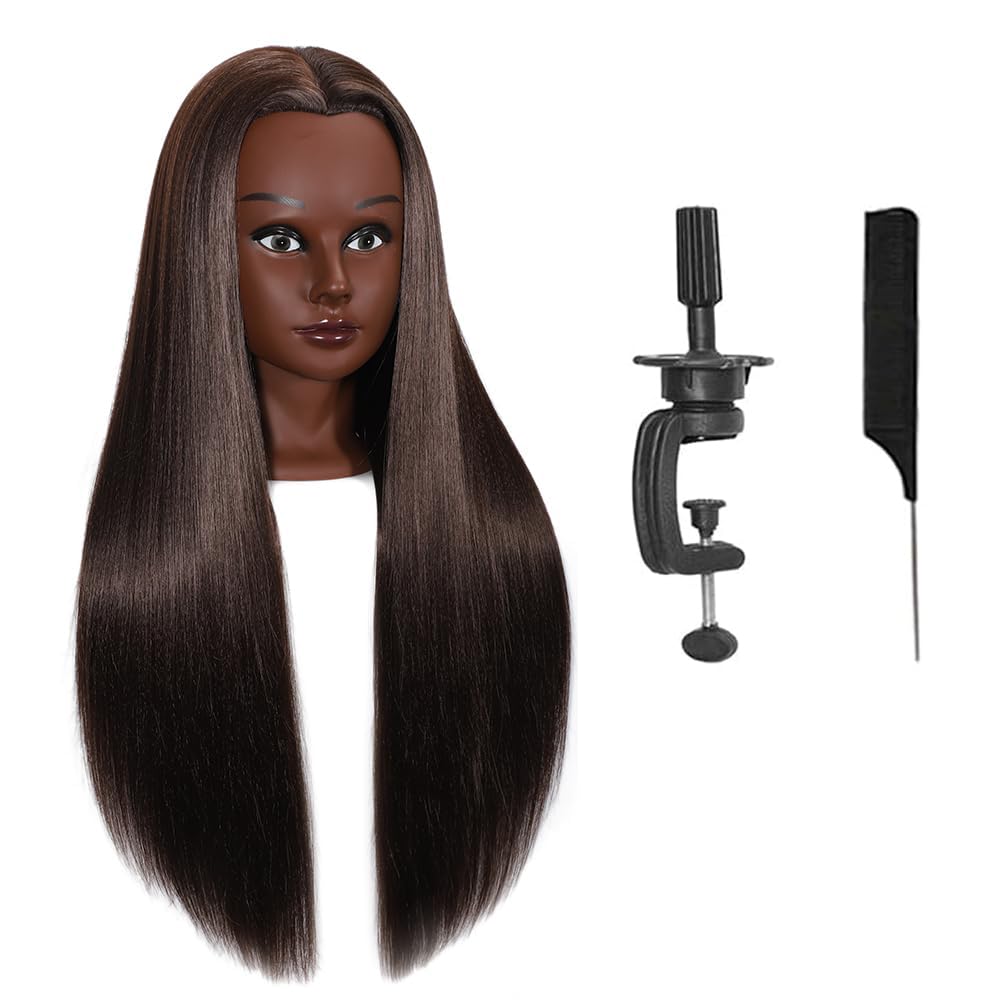 Mannequin Head with Hair - 28" Cosmetology Manikin for Braiding & Styling | Includes Free Clamp