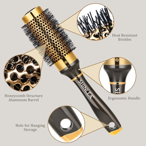 SHINLEA Small Round Brush for Blow Drying - 1.3 Inch Barrel