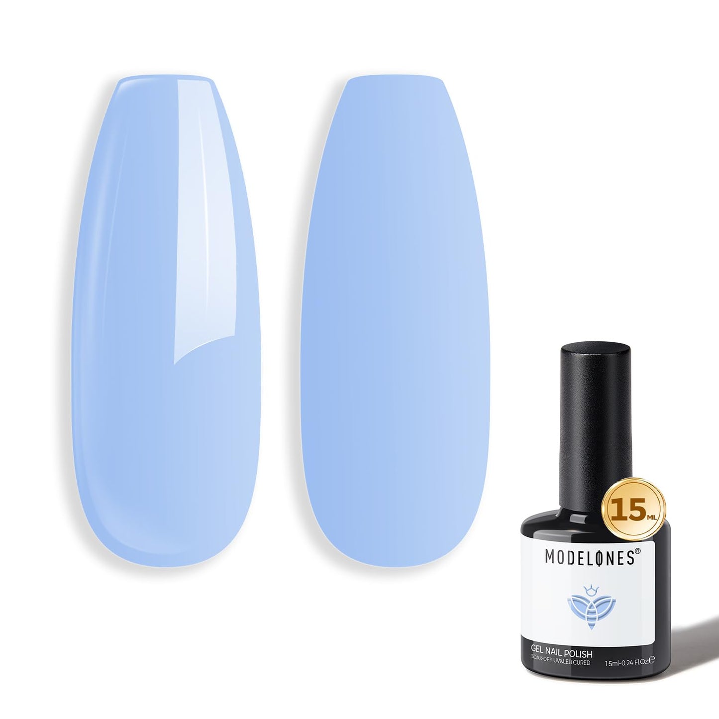 modelones Powder Blue Gel Nail Polish Ligh Blue Pastel Nail Poish Soak Off Pastel U V DIY Gel Nail Manicure 15 ML
