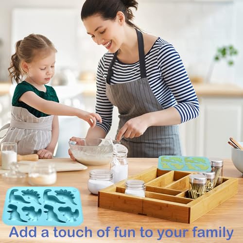 Nexolia Silicone Dinosaur Molds - 3 Pcs Non-Stick Baking Set