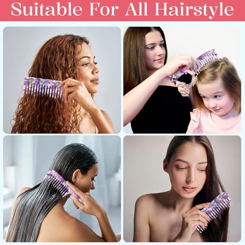 GABraden 2PCS Wide Tooth Comb Set Purple Lavender – Detangling Hair Combs for Wet & Dry Hair