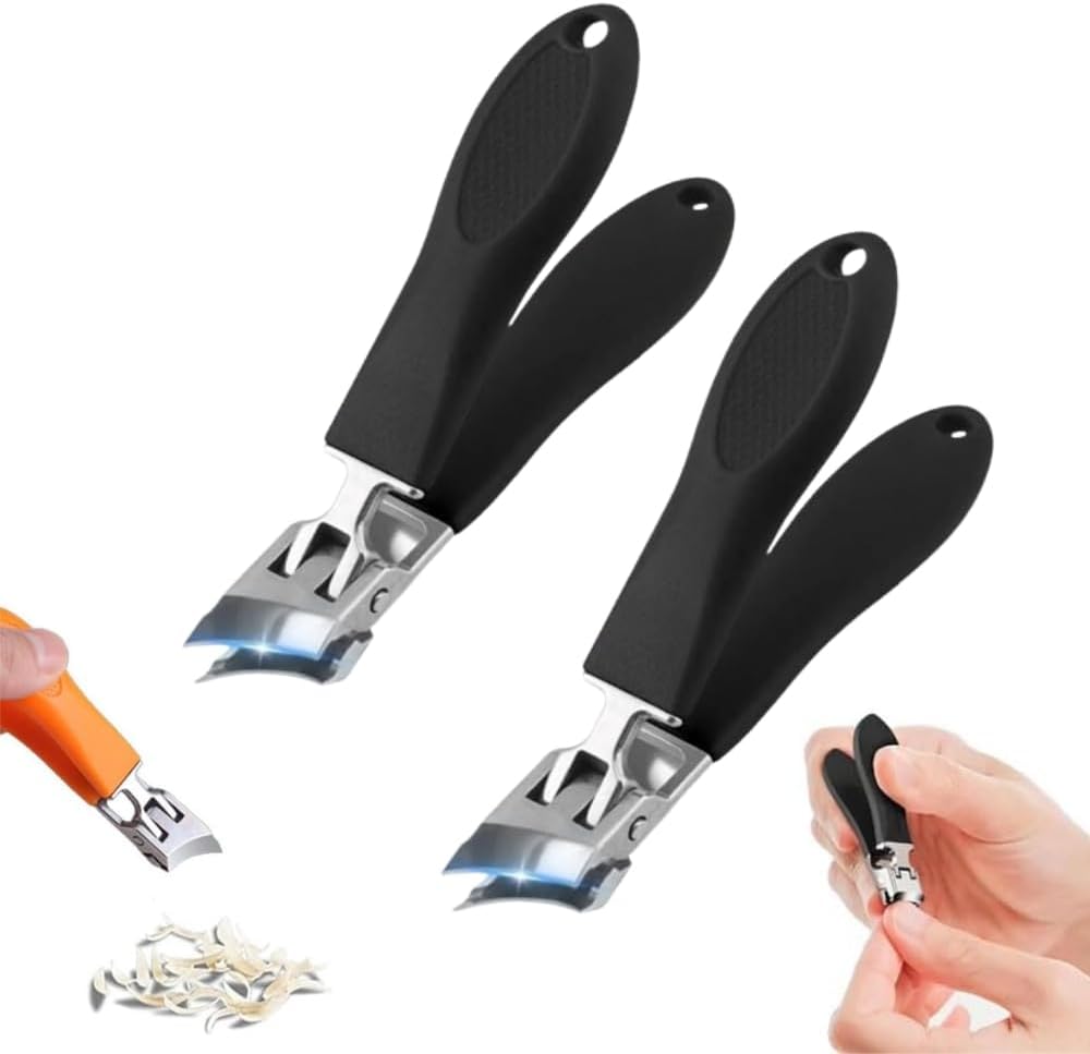 Anti-Splash Slanted Nail Clipper - Wide Jaw Opening for Thick & Ingrown Nails | Household Use (Orange)