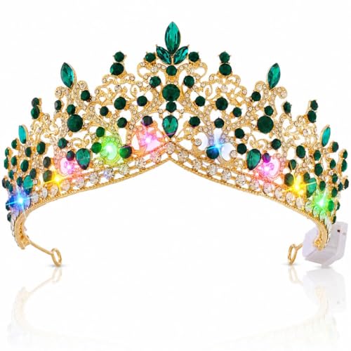 Brishow Green Rhinestone Wedding Tiara Crown - Elegant Pageant Headpiece for Women