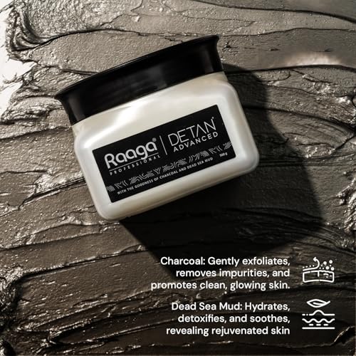 Raaga Professional De-Tan Cream with Charcoal & Dead Sea Mud - Deep Cleansing & Hydrating, 17.64 oz